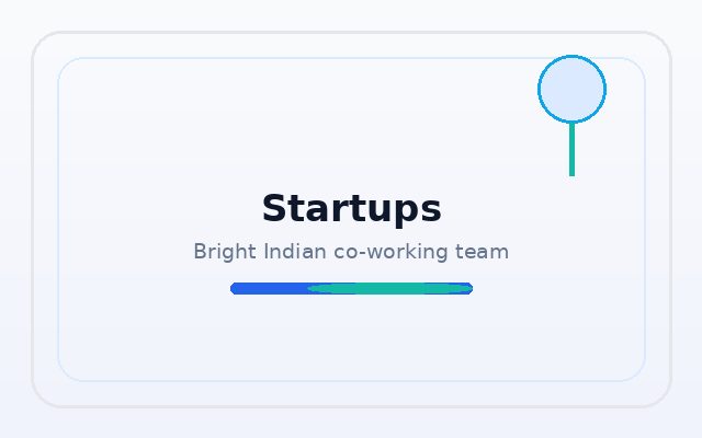 Young Indian startup team collaborating in a bright co-working space